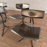 Set of 6 Rare Unusual Faceted Brass Dining Chairs