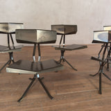 Set of 6 Rare Unusual Faceted Brass Dining Chairs