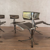 Set of 6 Rare Unusual Faceted Brass Dining Chairs