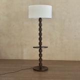 Antique French Geometric Carved Wood Floor Lamp
