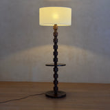 Antique French Geometric Carved Wood Floor Lamp