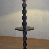 Antique French Geometric Carved Wood Floor Lamp