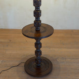 Antique French Geometric Carved Wood Floor Lamp