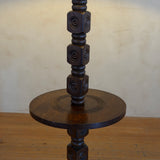 Antique French Geometric Carved Wood Floor Lamp
