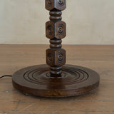 Antique French Geometric Carved Wood Floor Lamp