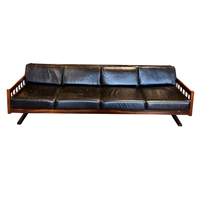 Brazilian Wood Frame Leather Sofa