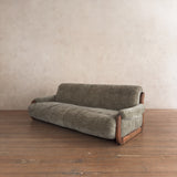 Vintage Sage Green Spanish Oak Framed Sofa, 1960s