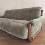 Vintage Sage Green Spanish Oak Framed Sofa, 1960s