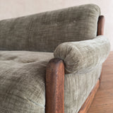 Vintage Sage Green Spanish Oak Framed Sofa, 1960s