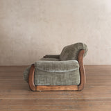Vintage Sage Green Spanish Oak Framed Sofa, 1960s