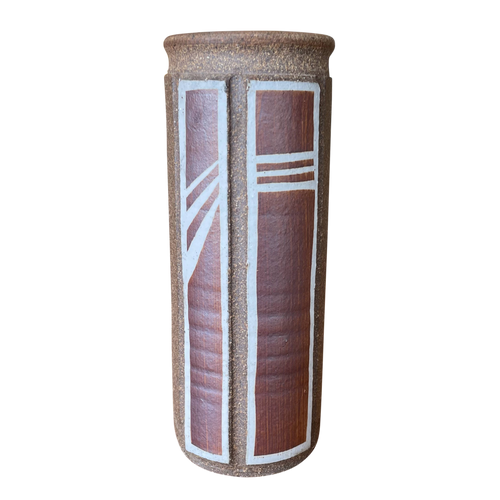 Small Stripe Detail Terracotta Vase