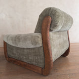 Pair of Vintage Sage Green Spanish Oak Framed Chairs, 1960s