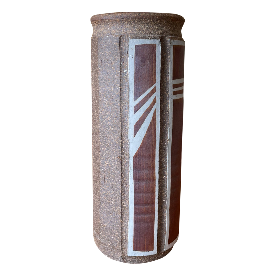 Small Stripe Detail Terracotta Vase