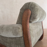 Pair of Vintage Sage Green Spanish Oak Framed Chairs, 1960s