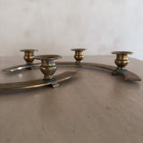 Pair of Curved Brass Candle Holders