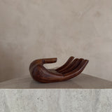 Squared Wood Open Palm Sculpture