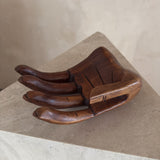 Squared Wood Open Palm Sculpture