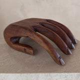 Squared Wood Open Palm Sculpture