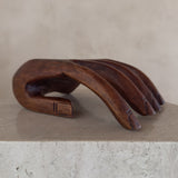 Squared Wood Open Palm Sculpture