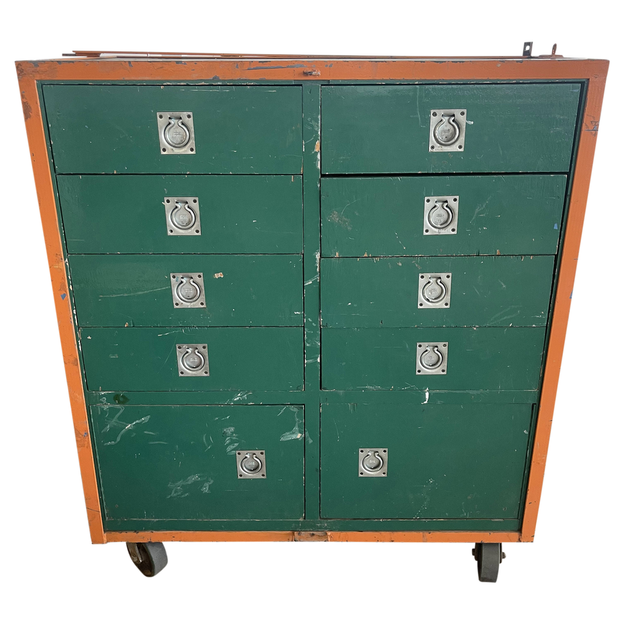 Industrial Green and Orange Work Chest