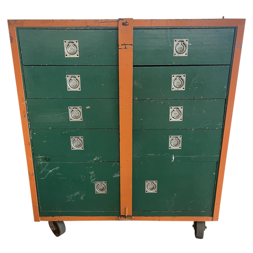 Industrial Green and Orange Work Chest