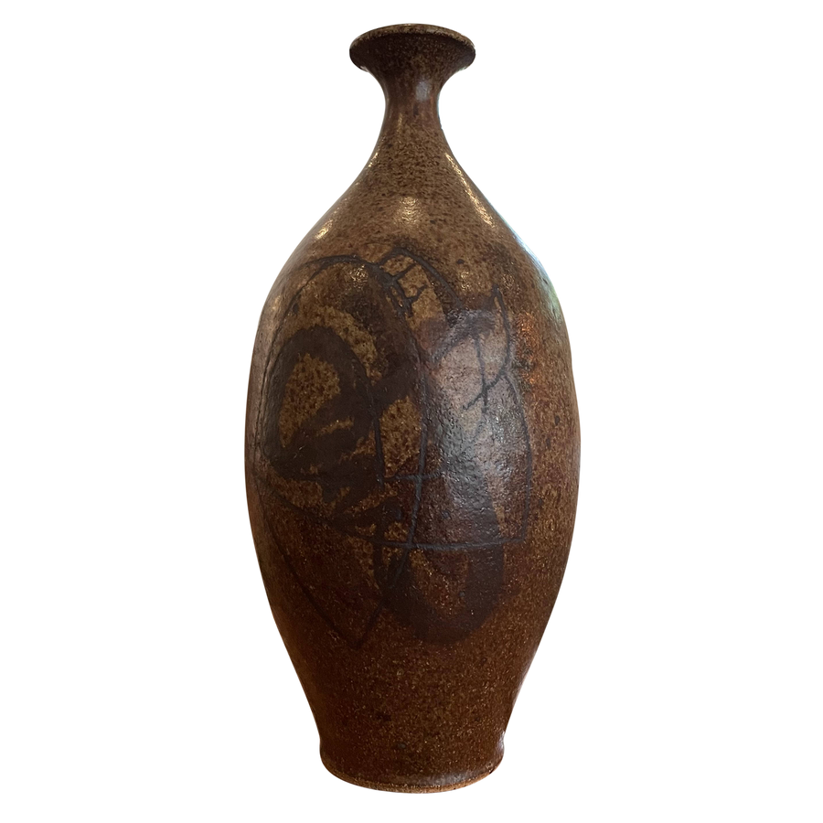 Ceramic Vase with Carved Black Design