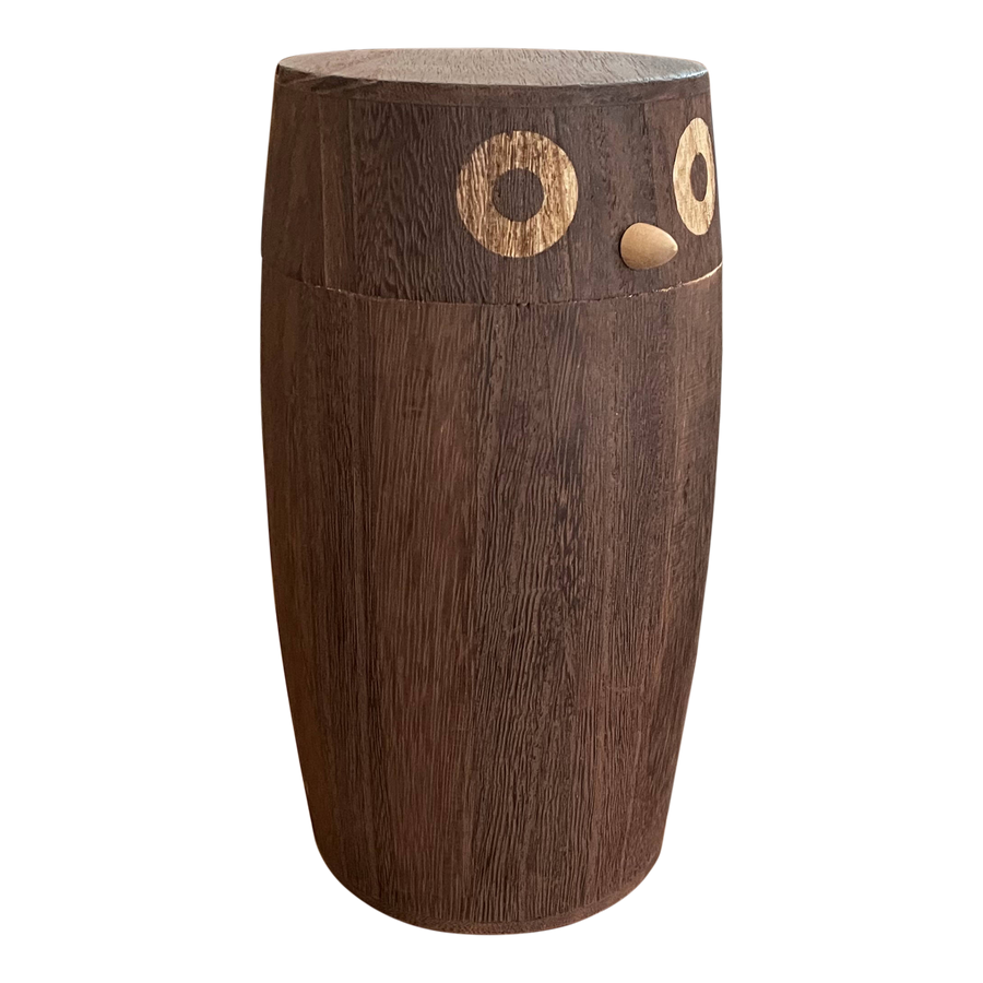 Wooden Lidded Owl Canister