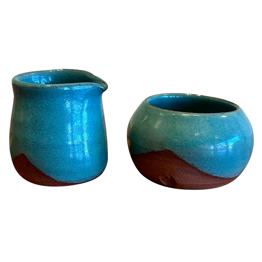 Turquoise Cream and Sugar Set