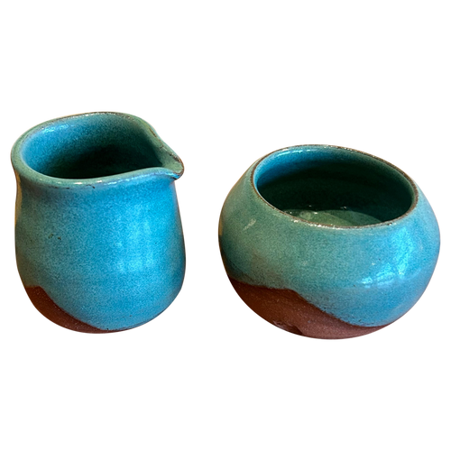 Turquoise Cream and Sugar Set