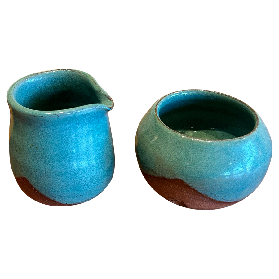 Turquoise Cream and Sugar Set