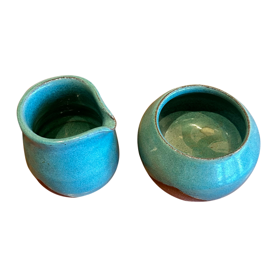 Turquoise Cream and Sugar Set