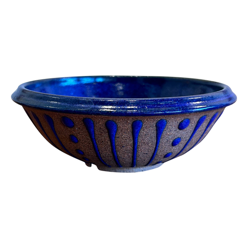 Blue Glazed Textured Bowl