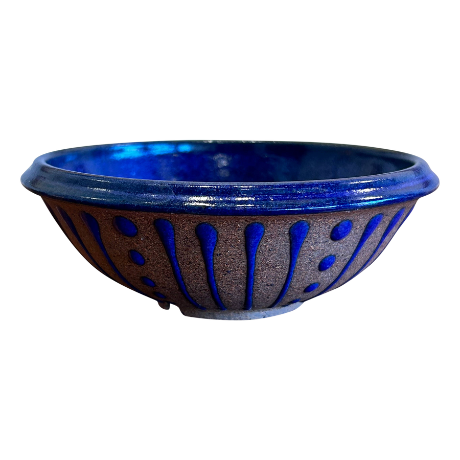 Blue Glazed Textured Bowl