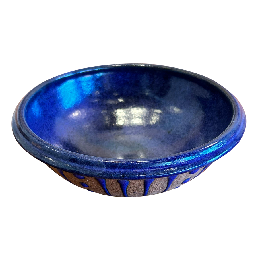 Blue Glazed Textured Bowl