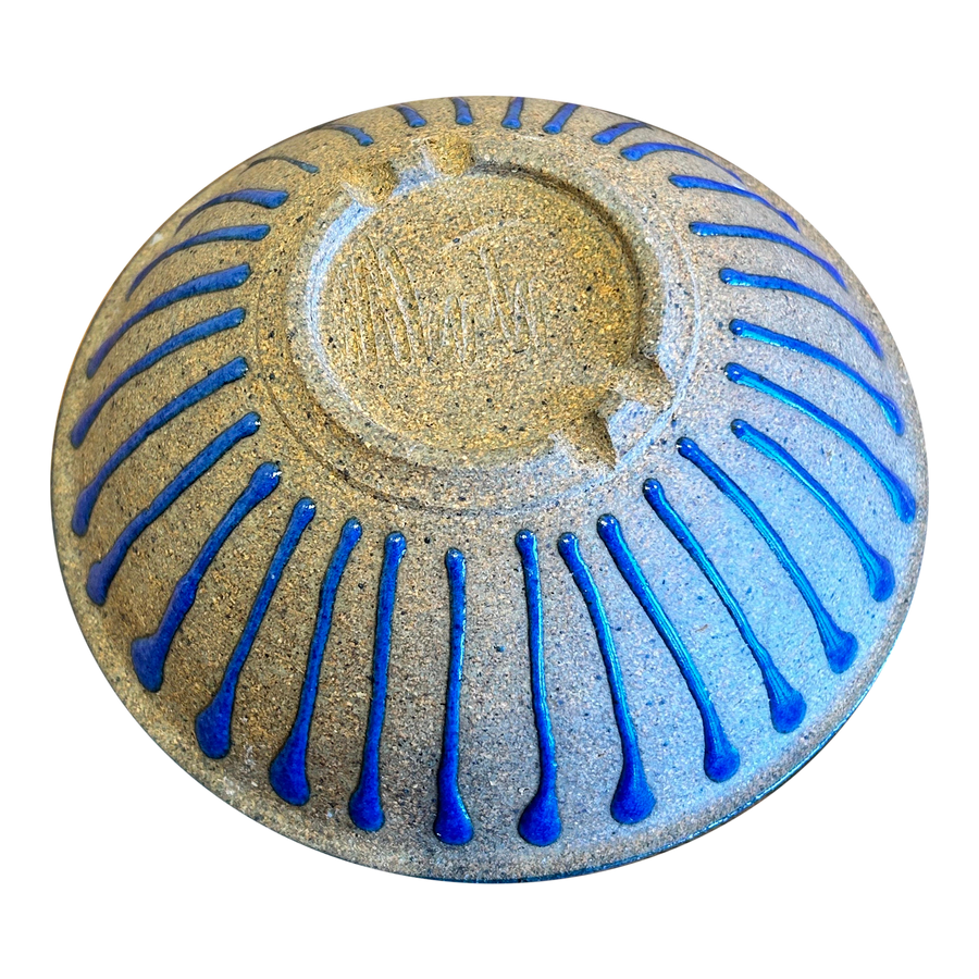 Blue Glazed Textured Bowl