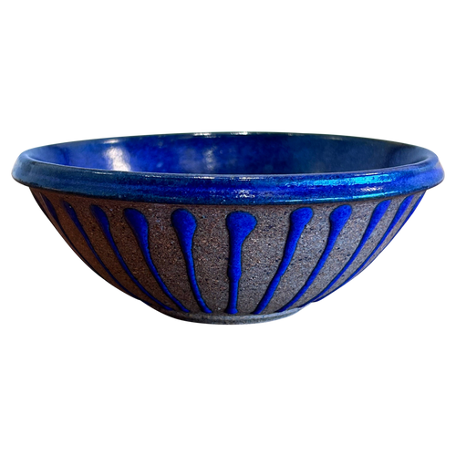 Blue Glazed Textured Bowl