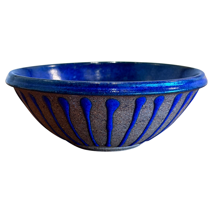 Blue Glazed Textured Bowl