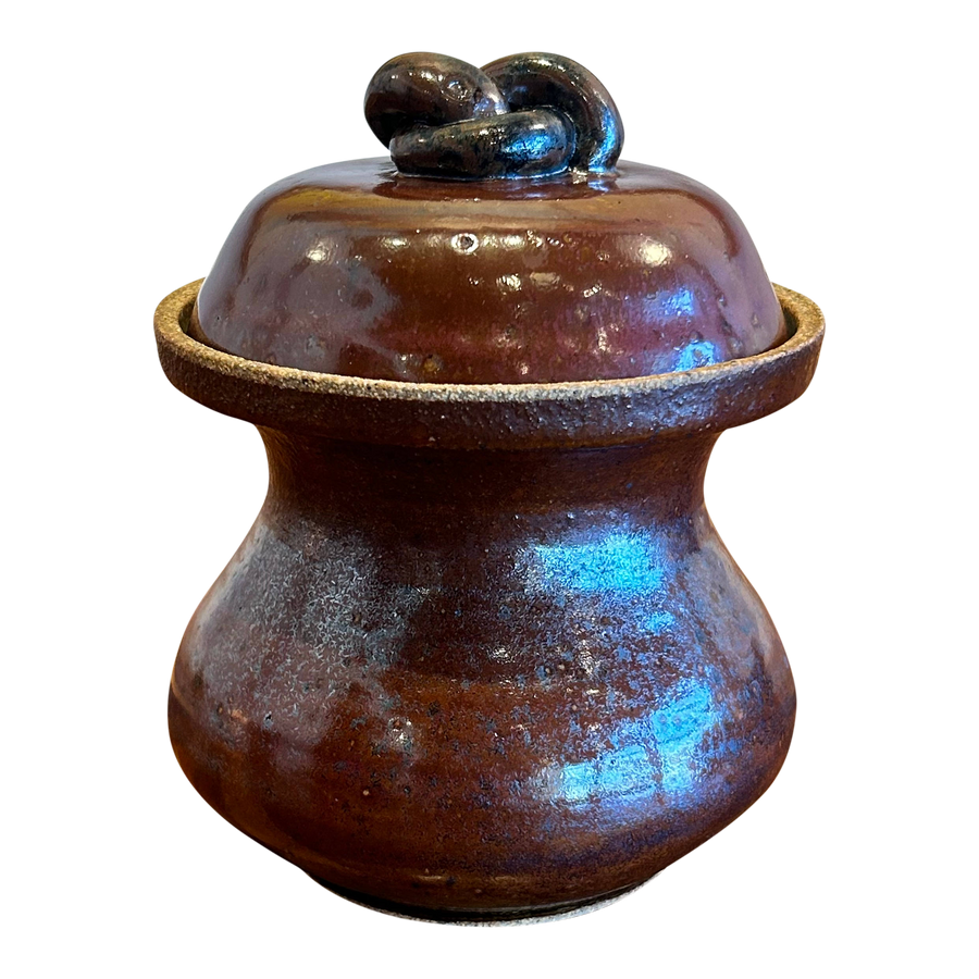 Maroon Lidded Vessel