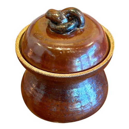 Maroon Lidded Vessel