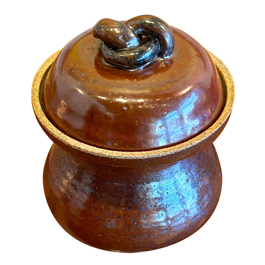 Maroon Lidded Vessel