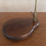 Pair of Brass and Wood Table Lamps with Pleated Shades