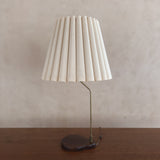 Pair of Brass and Wood Table Lamps with Pleated Shades