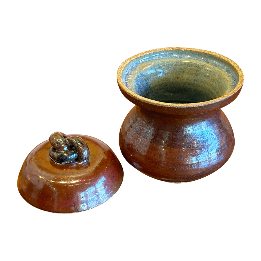 Maroon Lidded Vessel