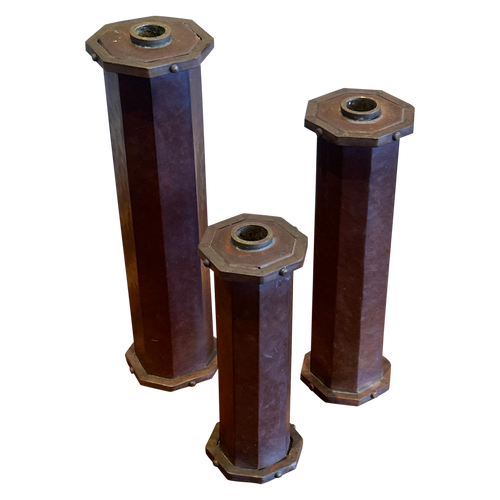 Trio of Copper and Brass Candle Holders