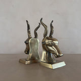 Pair of Brass Ibex Head Bookends