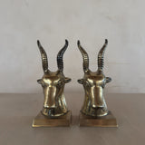 Pair of Brass Ibex Head Bookends