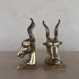 Pair of Brass Ibex Head Bookends