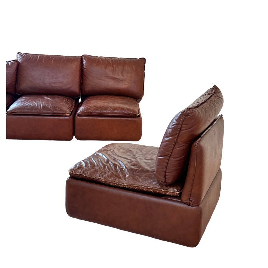 Chocolate Leather Modular Sofa