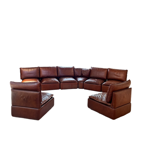 Chocolate Leather Modular Sofa