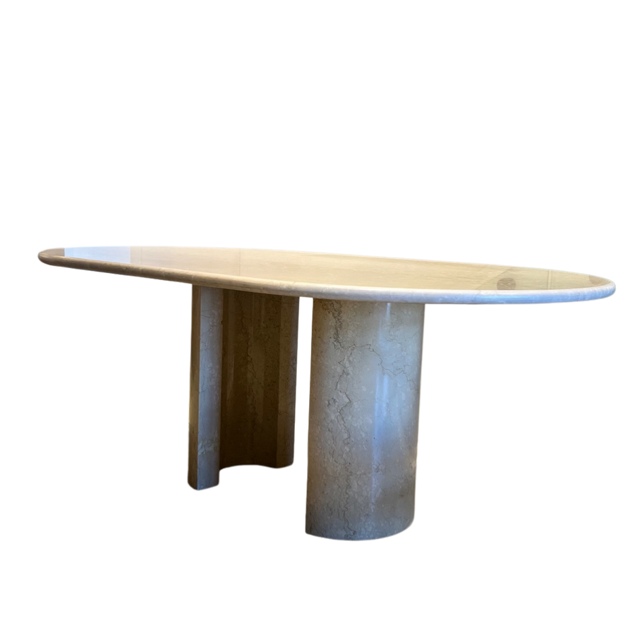 Oval Italian Travertine Dining Table